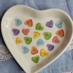 Heart-Shaped‎ Ceramic Dish with Colorful Hearts